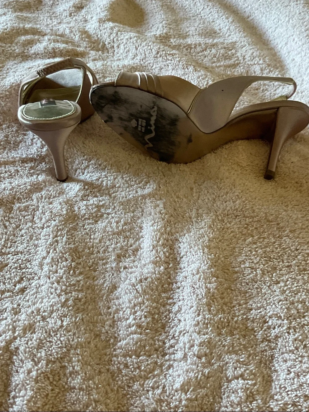 Nina Metallic Blush Peep-Toe Slingback Heels